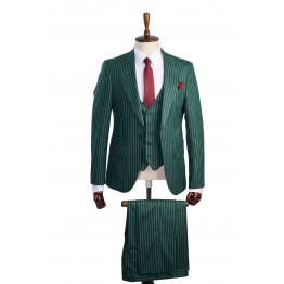 Costum barbati verde cu dungi